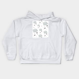 Scandi Rain Clouds - pink Kids Hoodie